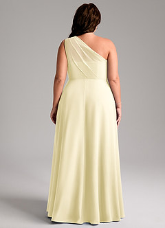Azazie Phaedra Bridesmaid Dresses Lemon Sorbet A-Line One Shoulder Chiffon Dress image8
