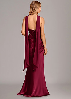 Azazie Pelagia Bridesmaid Dresses Burgundy Mermaid Corset Stretch Satin Convertible Dress image4
