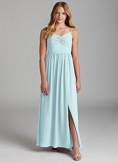 Azazie Zeya Junior Sea Glass A-Line Chiffon Dress image1