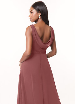 Azazie Karina Bridesmaid Dresses Amethyst A-Line Pleated Chiffon Dress image4
