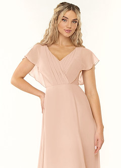 Azazie Rylee Robes de demoiselle d'honneur Robe Trapèze en Mousseline de soie Plissée Rose Perle image5