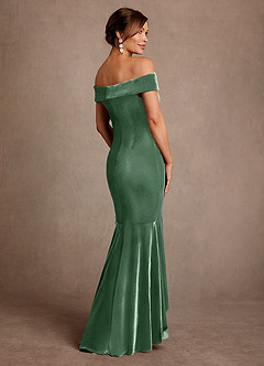 Azazie Billings vestidos de madre de la novia Vestido de Eucalipto de terciopelo de Corte Sirena con Vestidos sin tirantes image3