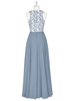 Azazie Kate Bridesmaid Dresses A-Line Lace Chiffon Floor-Length Dress image9
