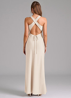 Azazie Evadne Bridesmaid Dresses White Alabaster A-Line Pleated Stretch Satin Dress image2