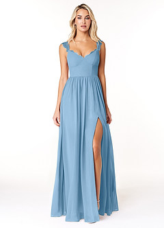Azazie Cleobella Bridesmaid Dresses Steel Blue A-Line Sweetheart Lace Chiffon Dress image1
