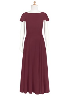 Azazie Payton Junior Abito A-Line in Chiffon Fiocco Cabernet image6