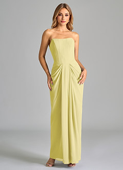 Azazie Anaïs Jurken voor bruidsmeisjes Jurk van Chiffon met Kolom Strapless Citroensorbet image1