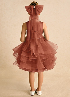 Azazie Tinie Flower Girl Dresses Auburn Ball-Gown Bow Tulle Dress image6