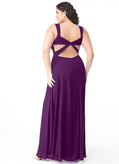 Azazie Nahrin Bridesmaid Dresses Grape A-Line V-Neck Pleated Chiffon Dress image10
