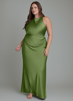 Azazie Evadne Bridesmaid Dresses Juniper Sheath Pleated Stretch Satin Dress image12