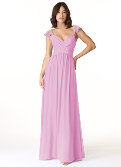 Azazie Lissa Abiti da Damigella Abito A-Line in Chiffon Pizzo Rosa Confetto image1