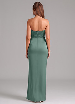 Azazie Jamie Bridesmaid Dresses Eucalyptus A-Line Strapless Stretch Satin Convertible Dress image2