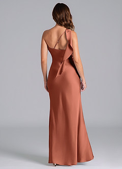 Azazie Driea 신부 들러리 드레스 인어 한쪽 어깨 스트레치 새틴 바닥 길이 드레스 image2