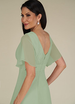 Azazie Alessa Mother of the Bride Dresses Dusty Sage A-Line V-Neck Pleated Chiffon Dress image12