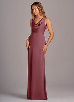 Azazie Wrenlee Bridesmaid Dresses Desert Rose A-Line Stretch Satin Dress image3