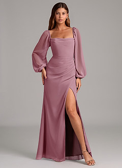 Azazie Brixley Bridesmaid Dresses Vintage Mauve Mermaid Long Sleeve Chiffon Dress image4