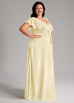 Azazie Lainey Brudtärnklänningar Klä av A-Linje i Chiffong med fickor Citronsorbet image12