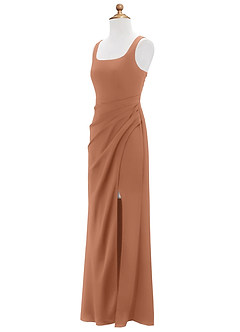 Azazie Mero Junior Bronzer Mermaid Pleated Stretch Satin Dress image7