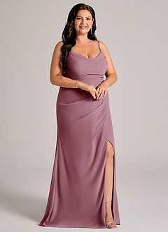 Azazie Deandra Bridesmaid Dresses Vintage Mauve Mermaid Pleated Chiffon Dress image10