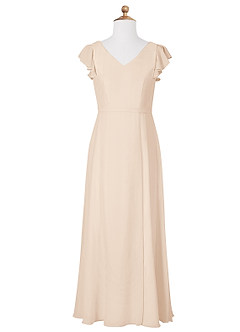 Azazie Claudine Junior White Alabaster A-Line Pleated Chiffon Dress image5