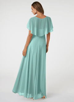 Azazie Jamie Bridesmaid Dresses Aqua A-Line Chiffon Dress image5