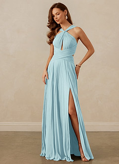 Christian Siriano Bridal for Azazie 1009 Robes de demoiselle d'honneur Robe Trapèze en Mousseline de soie Plissée Verre De Mer image8