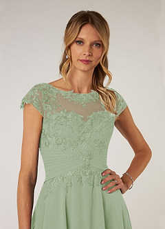 Azazie Shonda Mother of the Bride Dresses Dusty Sage Lace Chiffon Dress image9