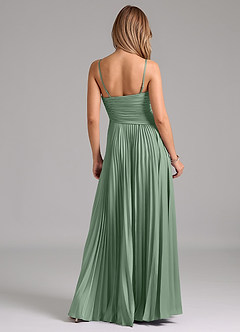 Azazie Vini Bridesmaid Dresses Matcha A-Line Pleated Stretch Satin Dress image6