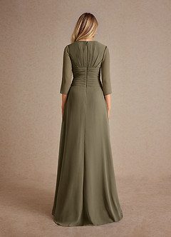 Azazie Mayfield vestidos de madre de la novia Vestido de Verde Sauce de Gasa de Corte En A con Plisado image3