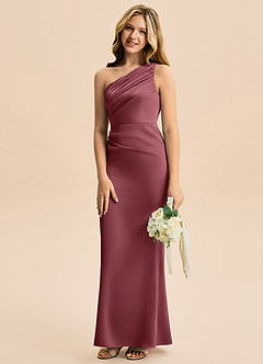 Azazie Akilah Junior Etui Plissee Stretch-Satin Kleid Wüstenrose image5