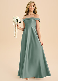 Azazie Sissy Junior Klänning av A-Line i Stretch Satin Off the shoulder image3