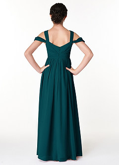 Azazie Lianne Junior Pine A-Line Off the Shoulder Chiffon Dress image2