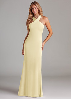 Azazie Doretta Brudtärnklänningar Klä av Sjöjungfru i Chiffong Plisserad Citronsorbet image3