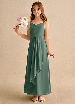 Azazie Zaida Girls Formal Flower Girl Klänningar Klä A-Line i Chiffong Plisserad image6
