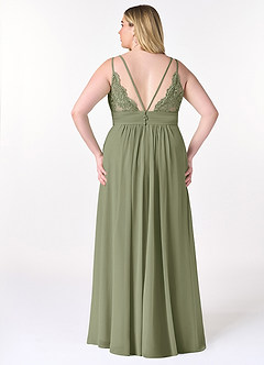Azazie Maren Allure Bridesmaid Dresses Pistachio A-Line V-Neck Lace Chiffon Dress image7