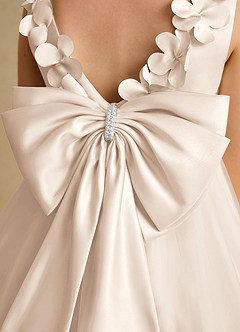 Azazie Lilli Flower Girl Dresses White Alabaster White Alabaster A-Line Bow Tulle Dress image6