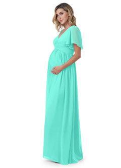Azazie Verna Maternity Bridesmaid Dresses A-Line V-Neck Ruched Chiffon Floor-Length Dress image9