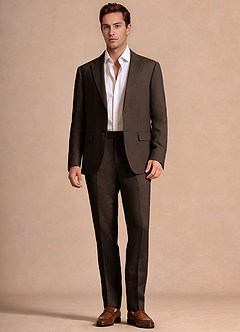 front Wesley Marron Foncé Costume en lin mélangé