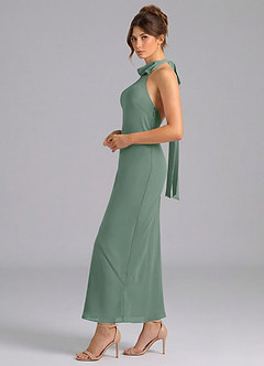 Azazie Velli Jurken voor bruidsmeisjes Jurk van Chiffon met Zeemeermin Hoge Kraag Eucalyptus image4