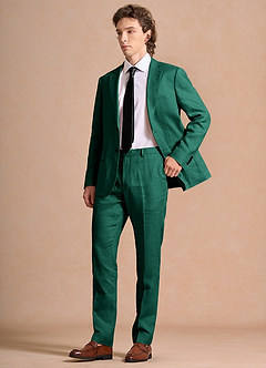 front Harrison Smaragd Anzug aus 100 % Leinen
