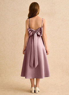 Azazie Jaella Sukienki dla dziewczynek sypiących kwiaty Linia A Pofałdowany Matowy satynowy Długość herbaty Sukienka image2