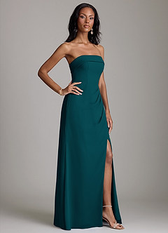 Azazie Aretha Bridesmaid Dresses Pine A-Line Strapless Chiffon Dress image5