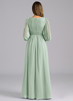 Azazie Palerma Bridesmaid Dresses Agave A-Line Long Sleeve Chiffon Dress image2
