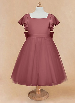 Azazie Kaeya Robe Demoiselle D'honneur Fillette Robe Trapèze en Tulle Arc Améthyste image5