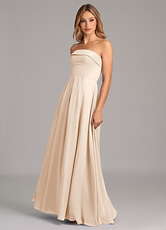 Azazie Lucienne Brautjungfernkleider Wandelbar A-Linie Schulterfrei Chiffon Kleid Alabaster Weiß image4