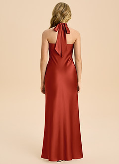 Azazie Chickie Junior Etui Plissee Stretch-Satin Kleid Rost image2