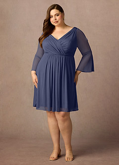 Azazie Teraso Mother of the Bride Dresses Stormy A-Line Pleated Mesh Dress image9