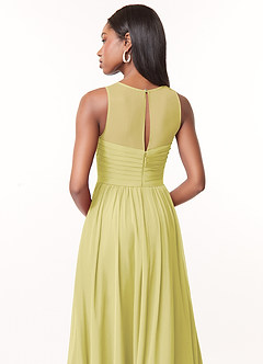 Azazie Nina Bridesmaid Dresses Lemon Sorbet A-Line Pleated Chiffon Dress image3