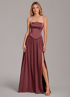 Azazie Cadence Suknie dla druhen Linia A Gorset Satyna elastyczna Do ziemi Sukienka image5