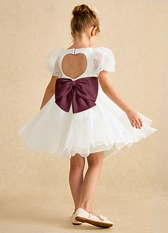 Azazie Debbie Blumenmädchenkleider Ballkleid Herzausschnitt Organza Kleid Elfenbein Cabernet image6